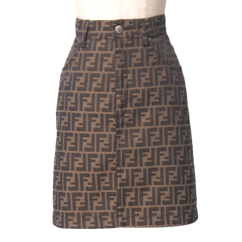 Fendi Mini Skirt 38 FF Double Zucca All Over Pattern Tight