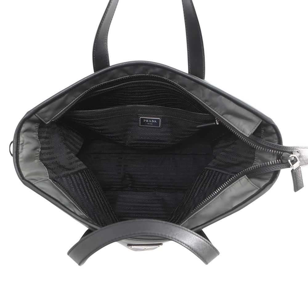 Prada Tote Triangle Logo Tessuto Saffiano Re-Nylon Black — view 6