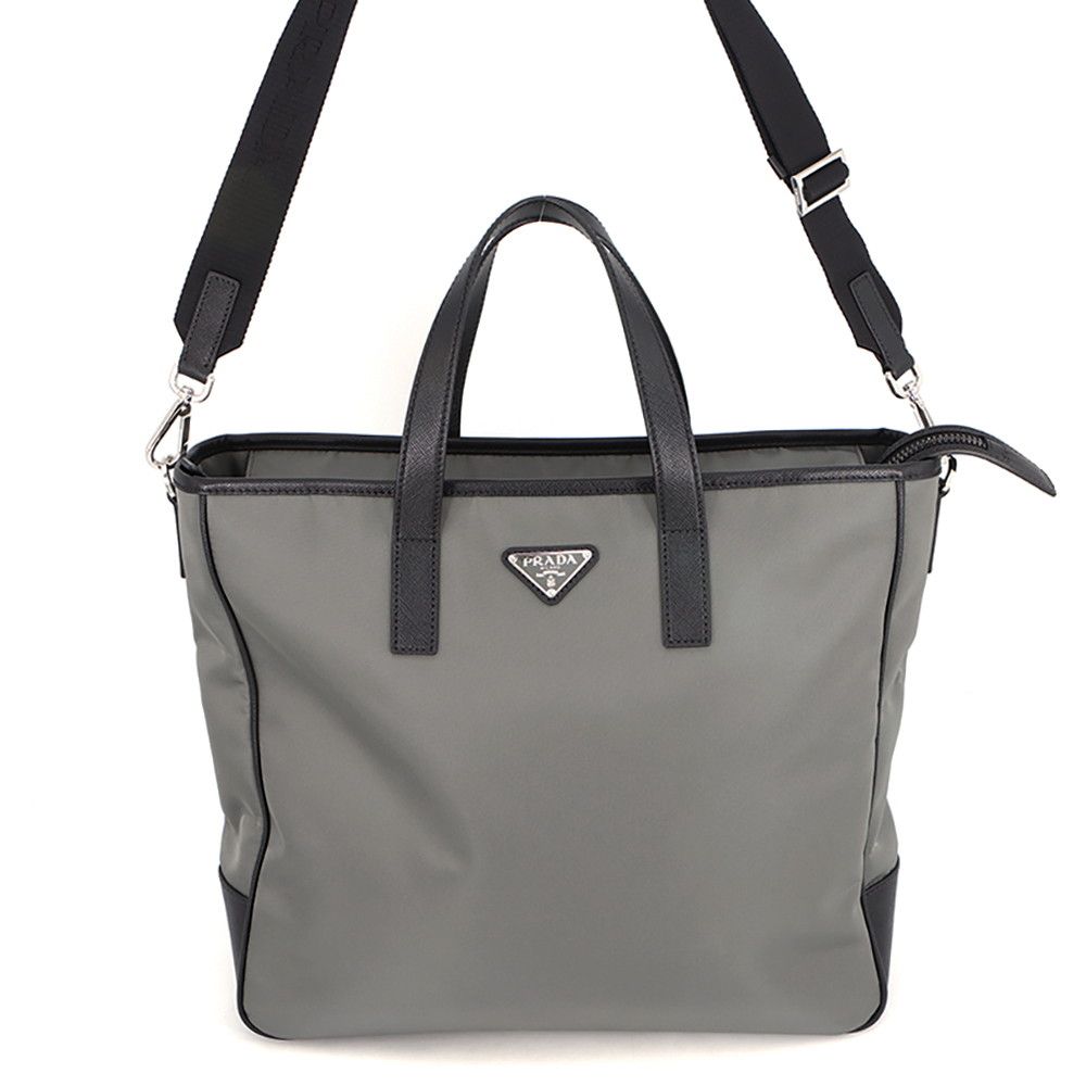 Prada Tote Triangle Logo Tessuto Saffiano Re-Nylon Black