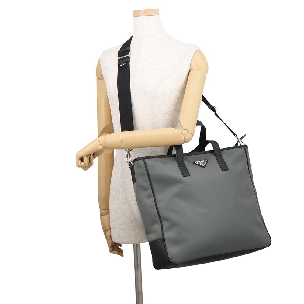 Prada Tote Triangle Logo Tessuto Saffiano Re-Nylon Black — view 5