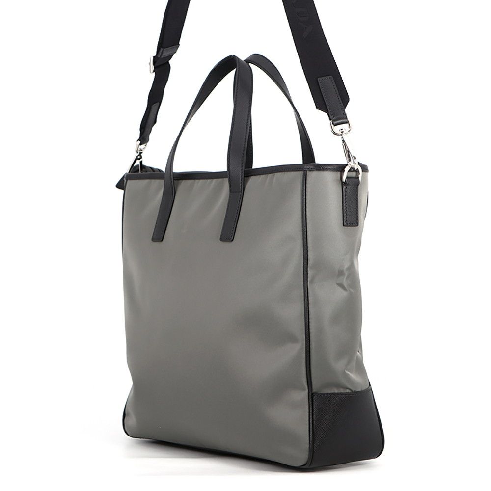 Prada Tote Triangle Logo Tessuto Saffiano Re-Nylon Black — view 2
