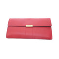 Saint Laurent Wallet Leather Red Logo Button Closure HW WY