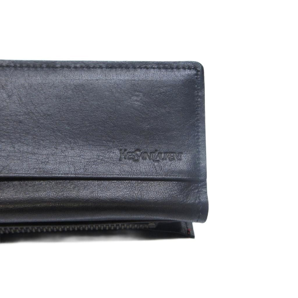 Saint Laurent Wallet Leather Red Logo Button Closure HW WY — view 5