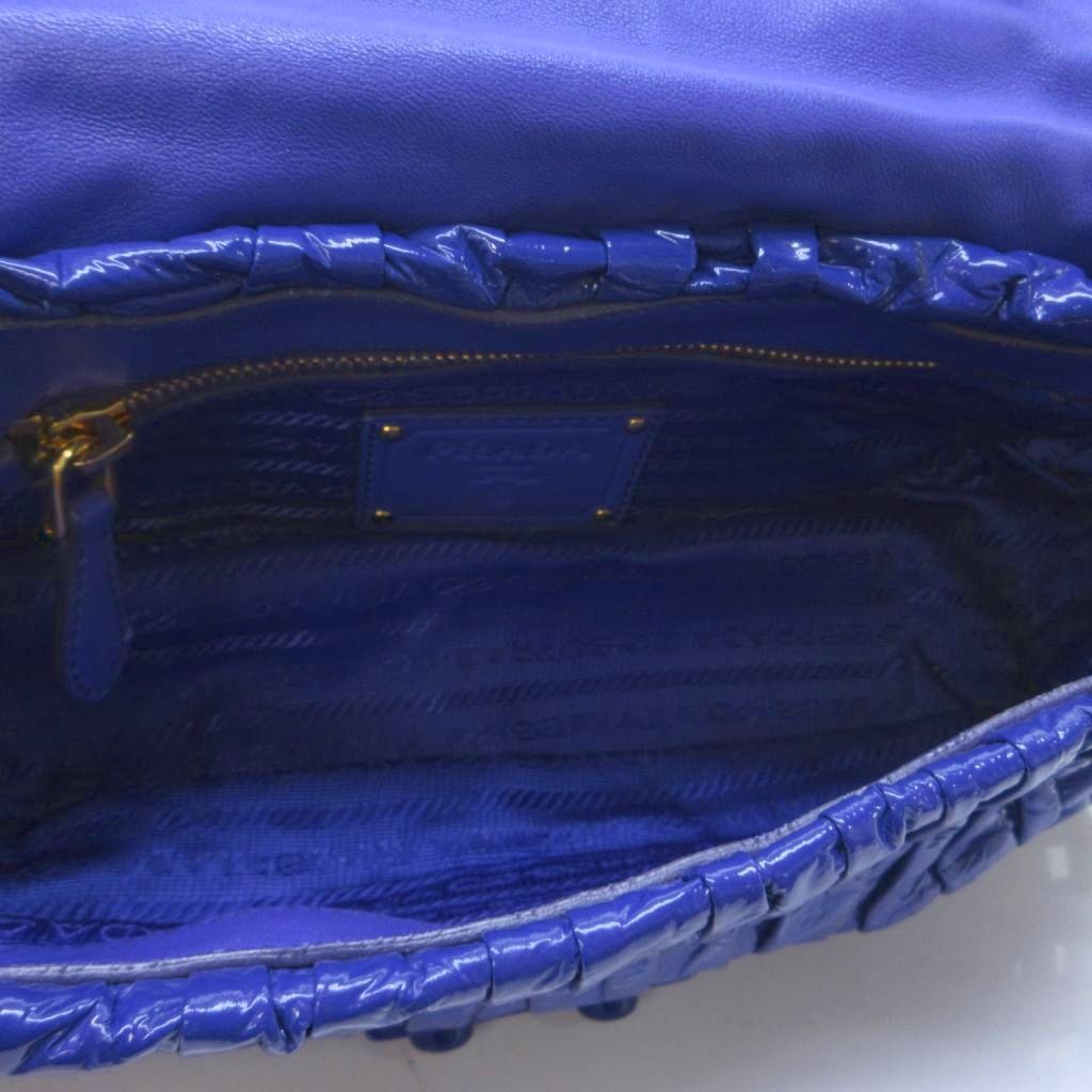 Prada Patent Leather Shoulder Bag Chain Push Lock Closure Purple HW WY — view 5