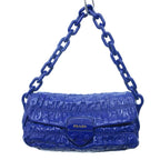 Prada Patent Leather Shoulder Bag Chain Push Lock Closure Purple HW WY