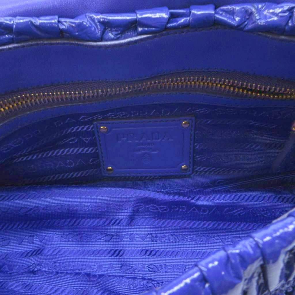 Prada Patent Leather Shoulder Bag Chain Push Lock Closure Purple HW WY — view 6