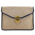Celine Vintage Canvas Beige Clutch Bag