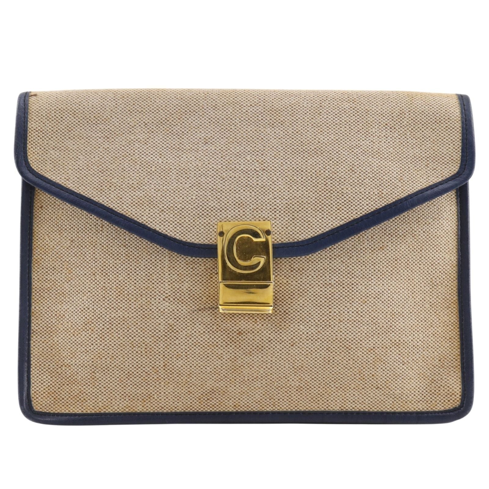 Celine Vintage Canvas Beige Clutch Bag