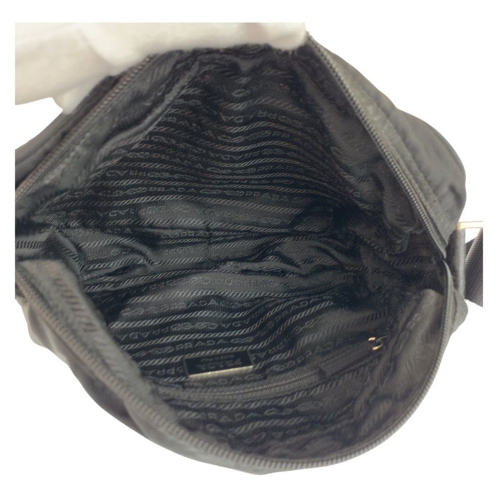 Prada Tessuto Black Silver Nylon Shoulder Bag Pochette — view 8