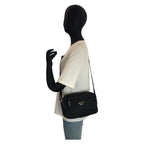 Prada Tessuto Black Silver Nylon Shoulder Bag Pochette — view 6