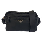 Prada Tessuto Black Silver Nylon Shoulder Bag Pochette