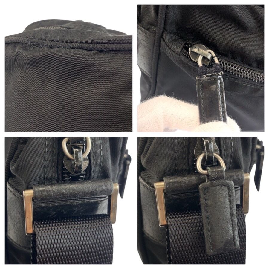 Prada Tessuto Black Silver Nylon Shoulder Bag Pochette — view 5