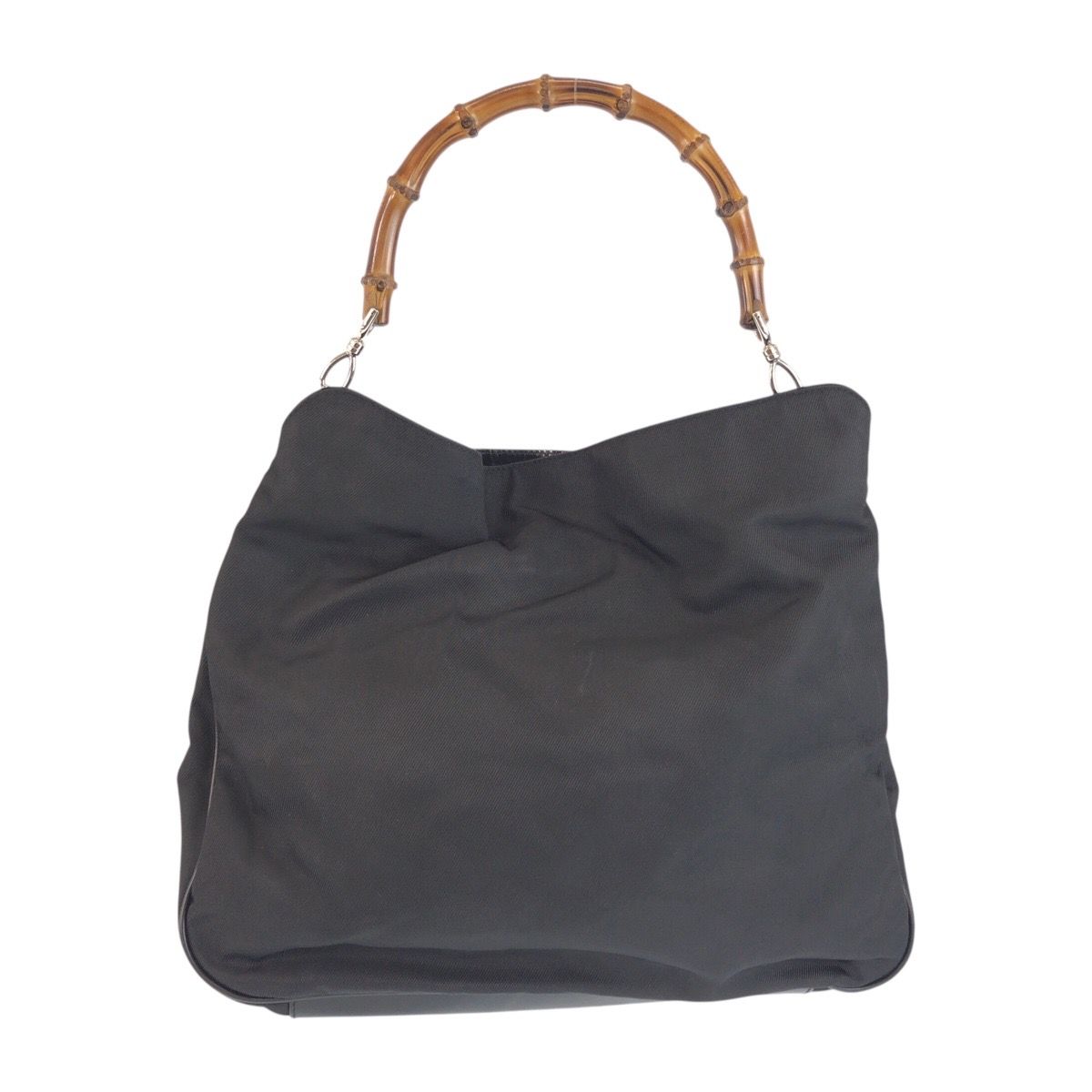 Gucci Bamboo Black Nylon Patent 001 Shoulder Bag 2-Way