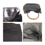 Gucci Bamboo Black Nylon Patent 001 Shoulder Bag 2-Way