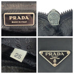 Prada Tessuto Black Silver Nylon Leather Shoulder — view 4