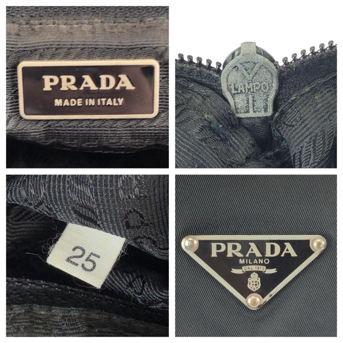 Prada Tessuto Black Silver Nylon Leather Shoulder — view 4