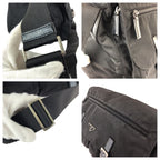 Prada Tessuto Black Silver Nylon Leather Shoulder — view 5