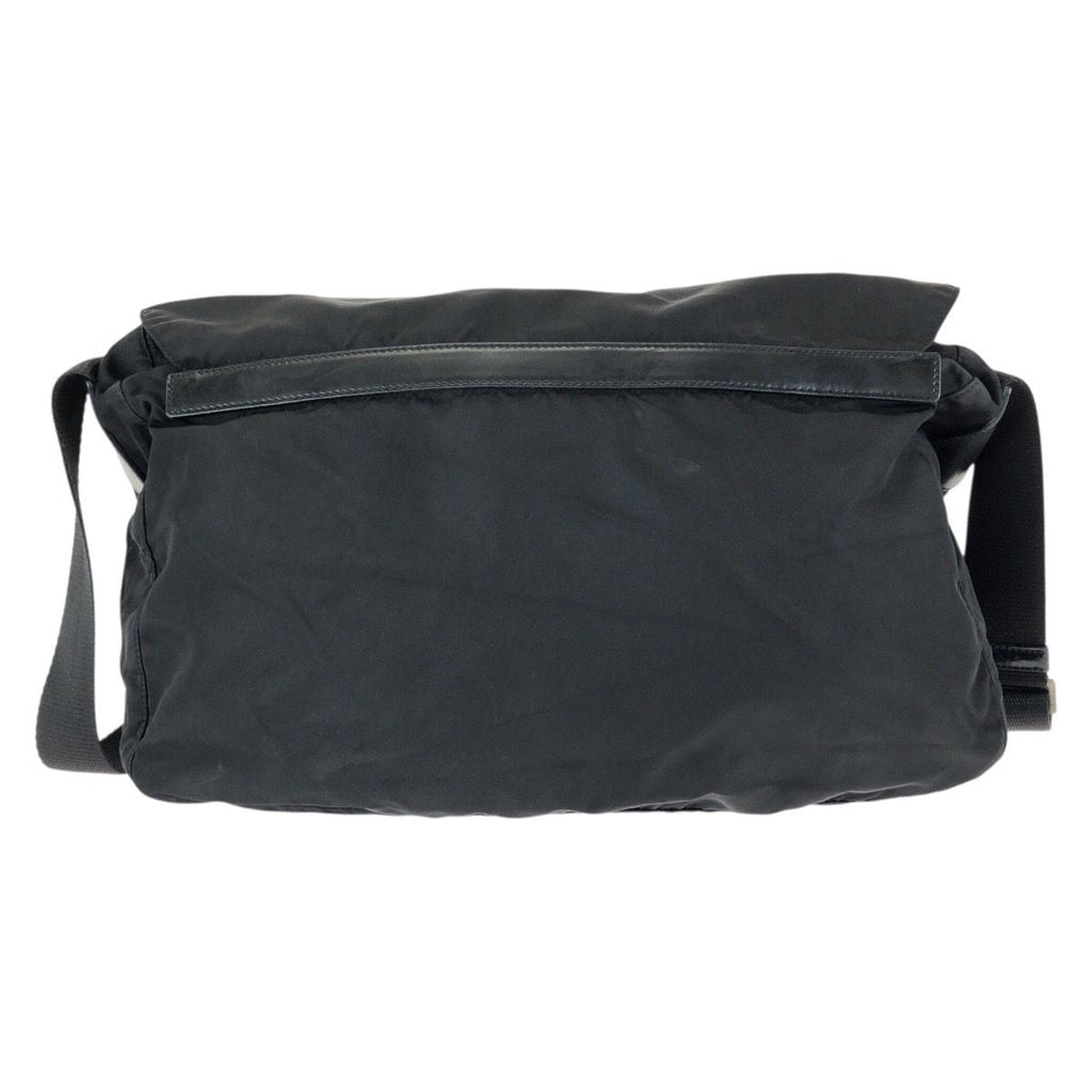 Prada Tessuto Black Silver Nylon Leather Shoulder — view 2