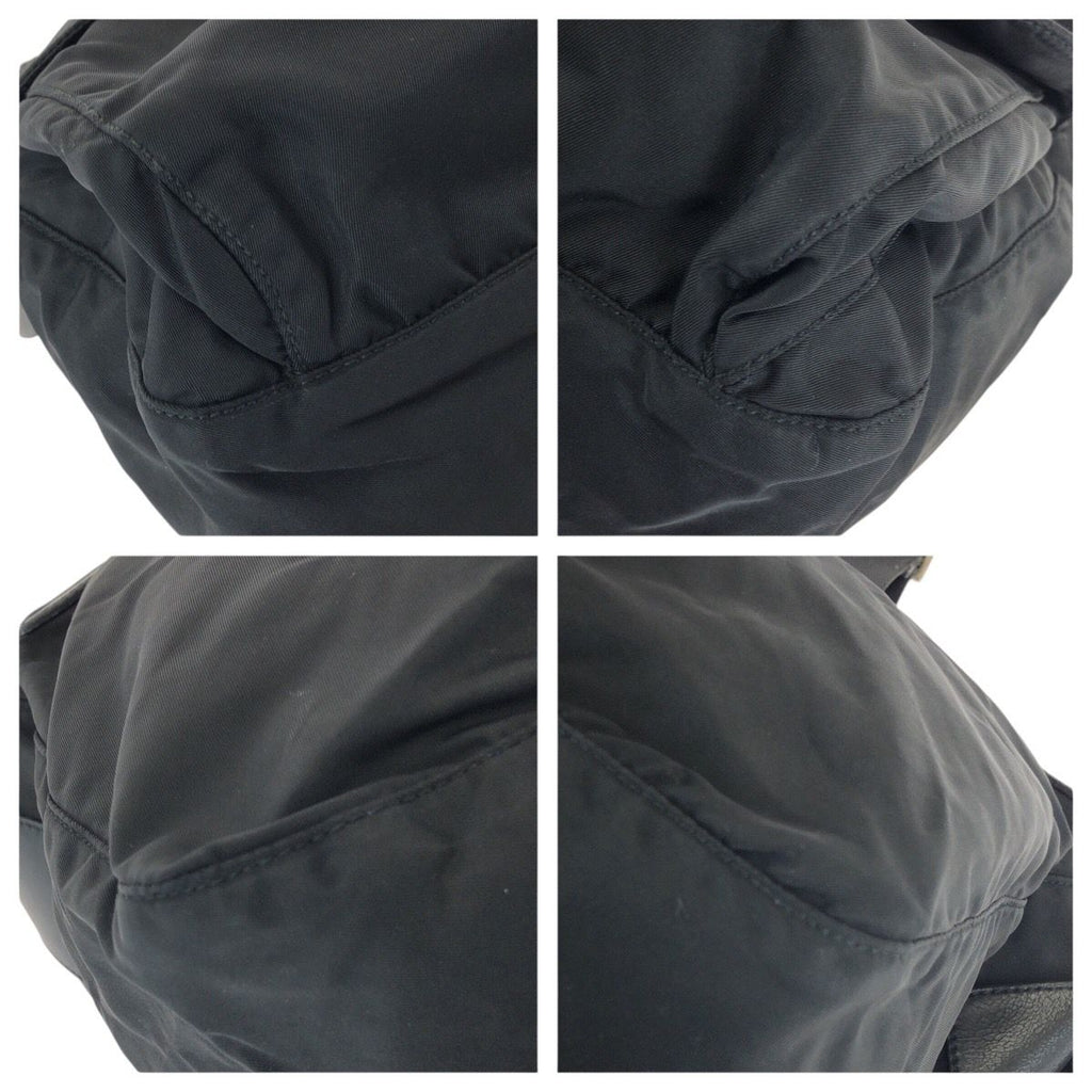 Prada Tessuto Black Silver Nylon Leather Shoulder — view 3