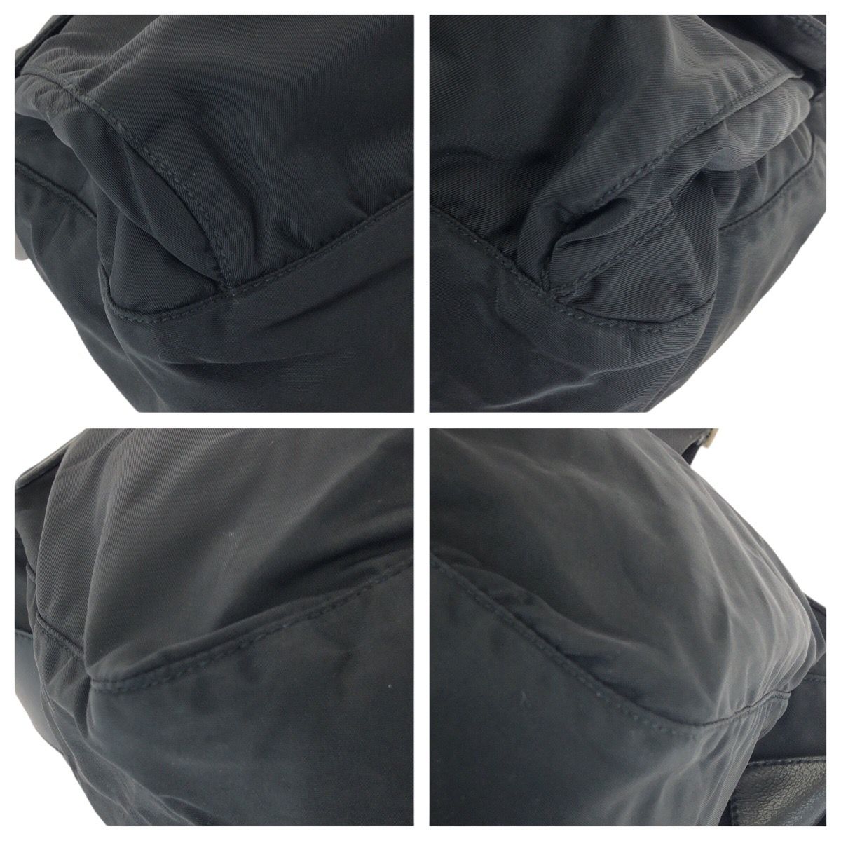 Prada Tessuto Black Silver Nylon Leather Shoulder — view 3