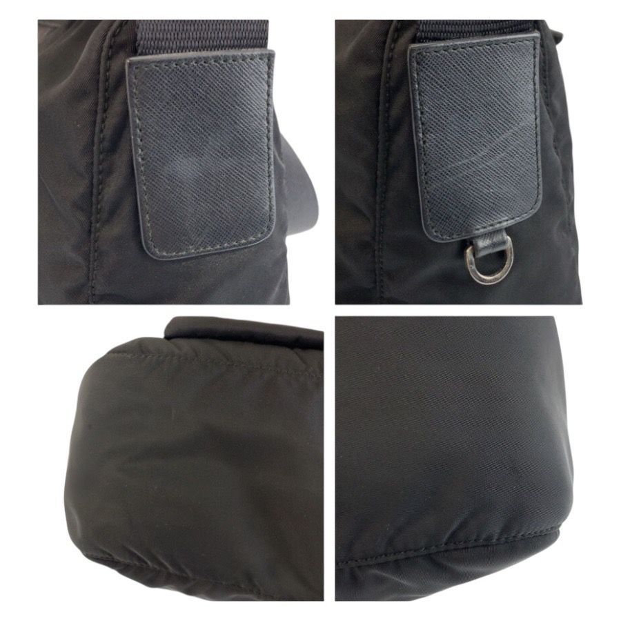 Prada Tessuto Black Silver Nylon Shoulder Bag Pochette — view 5