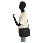 Prada Tessuto Black Silver Nylon Shoulder Bag Pochette — view 7