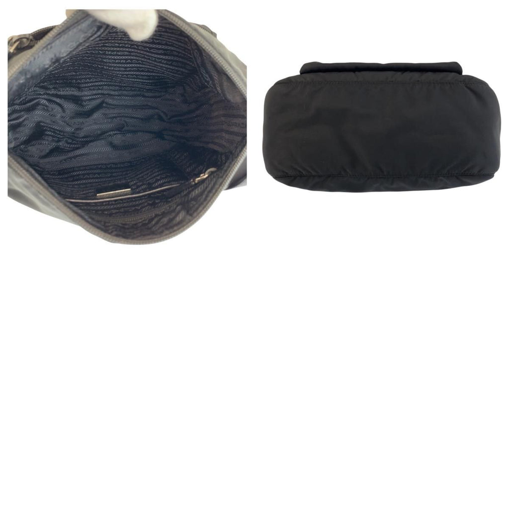 Prada Tessuto Black Silver Nylon Shoulder Bag Pochette — view 9