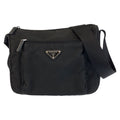 Prada Tessuto Black Silver Nylon Shoulder Bag Pochette