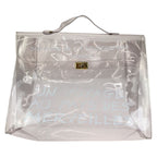 Hermes Vinyl Kelly Clear Gold Handbag