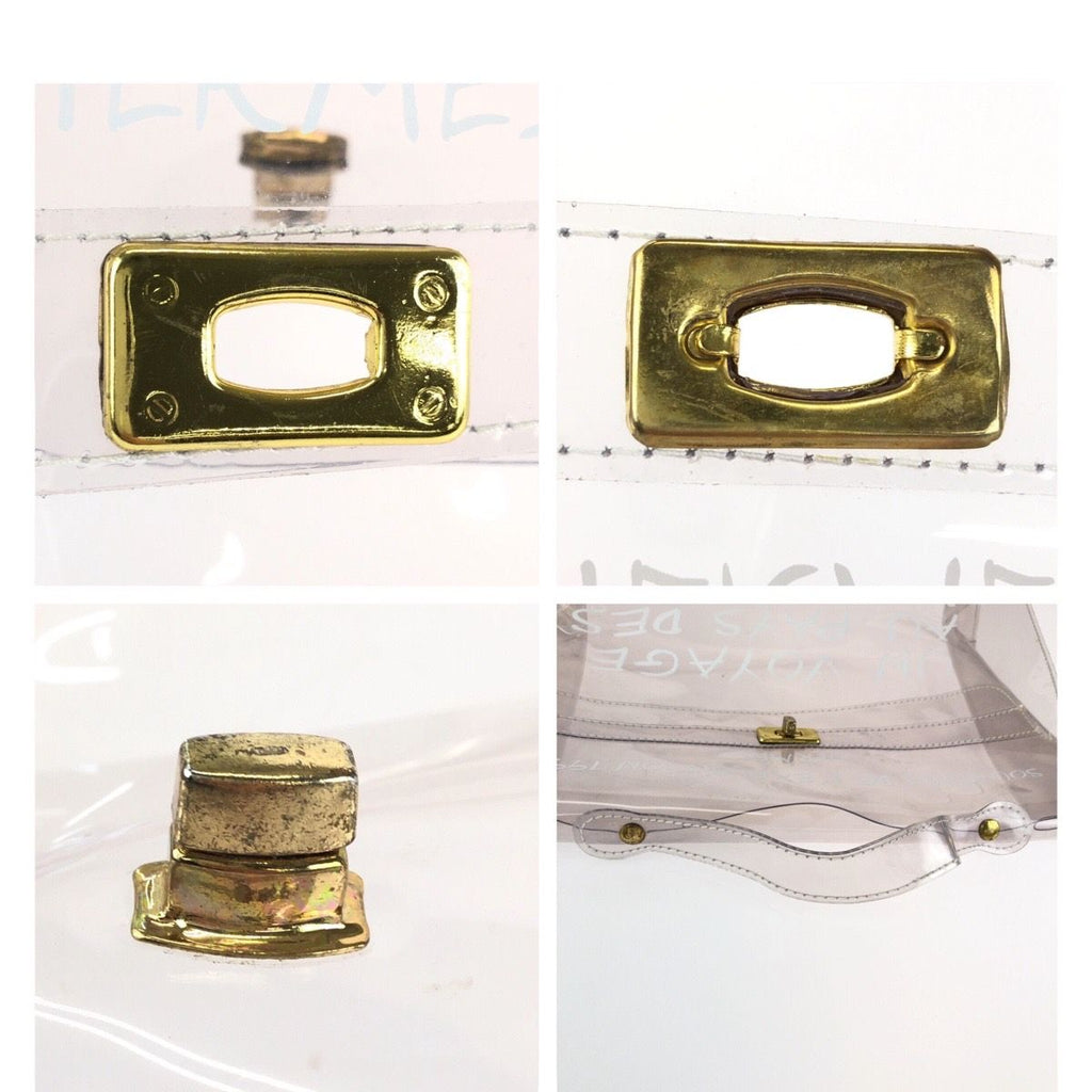 Hermes Vinyl Kelly Clear Gold Handbag — view 6