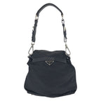 Prada Tessuto Saffiano Black Nylon Leather Shoulder Bag Pochette — view 2