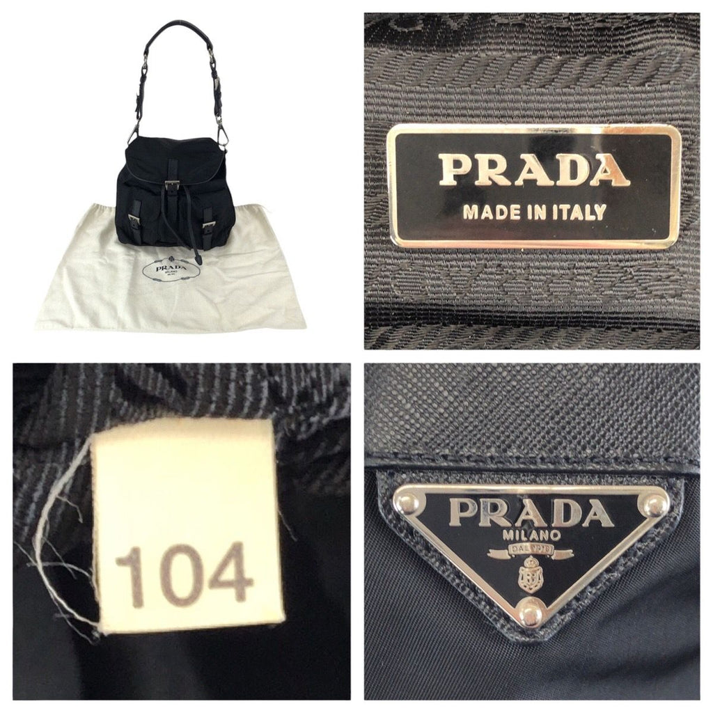 Prada Tessuto Saffiano Black Nylon Leather Shoulder Bag Pochette — view 4