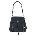 Prada Tessuto Saffiano Black Nylon Leather Shoulder Bag Pochette
