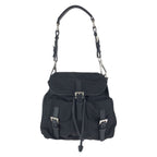 Prada Tessuto Saffiano Black Nylon Leather Shoulder Bag Pochette