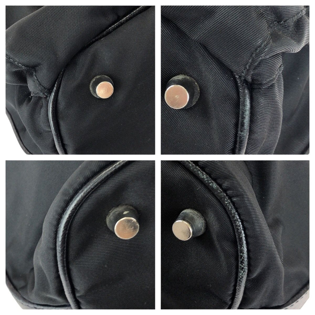 Prada Tessuto Saffiano Black Nylon Leather Shoulder Bag Pochette — view 3