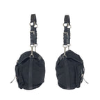 Prada Tessuto Saffiano Black Nylon Leather Shoulder Bag Pochette — view 8