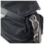 Prada Tessuto Saffiano Black Nylon Leather Shoulder Bag Pochette — view 6