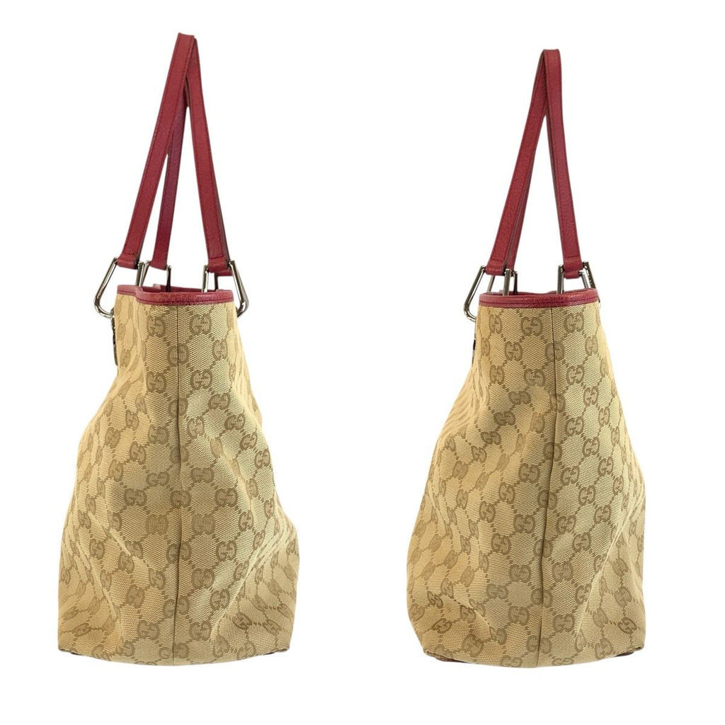 Gucci Beige Winered GG Canvas Leather Tote Shoulder — view 8