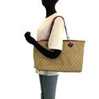 Gucci Beige Winered GG Canvas Leather Tote Shoulder — view 7