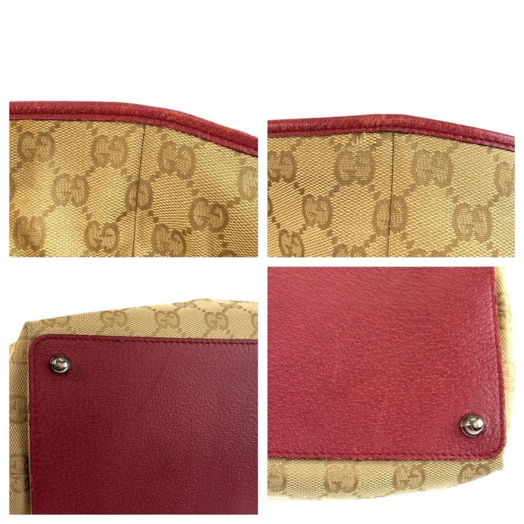 Gucci Beige Winered GG Canvas Leather Tote Shoulder — view 5