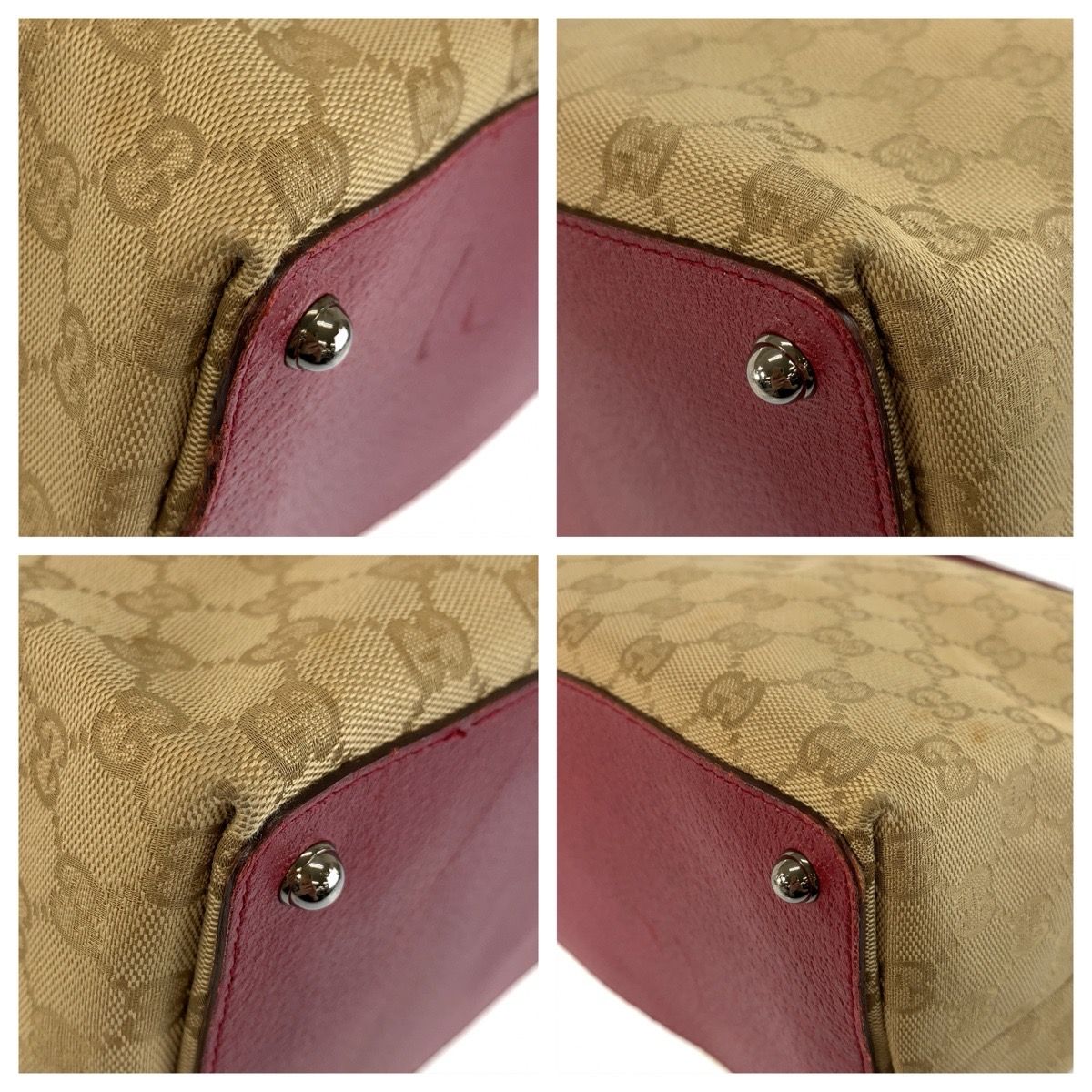 Gucci Beige Winered GG Canvas Leather Tote Shoulder — view 3