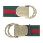 Gucci Sherry Line 85 Green Red Silver Cotton Leather Belt — view 5
