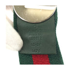 Gucci Sherry Line 85 Green Red Silver Cotton Leather Belt — view 6