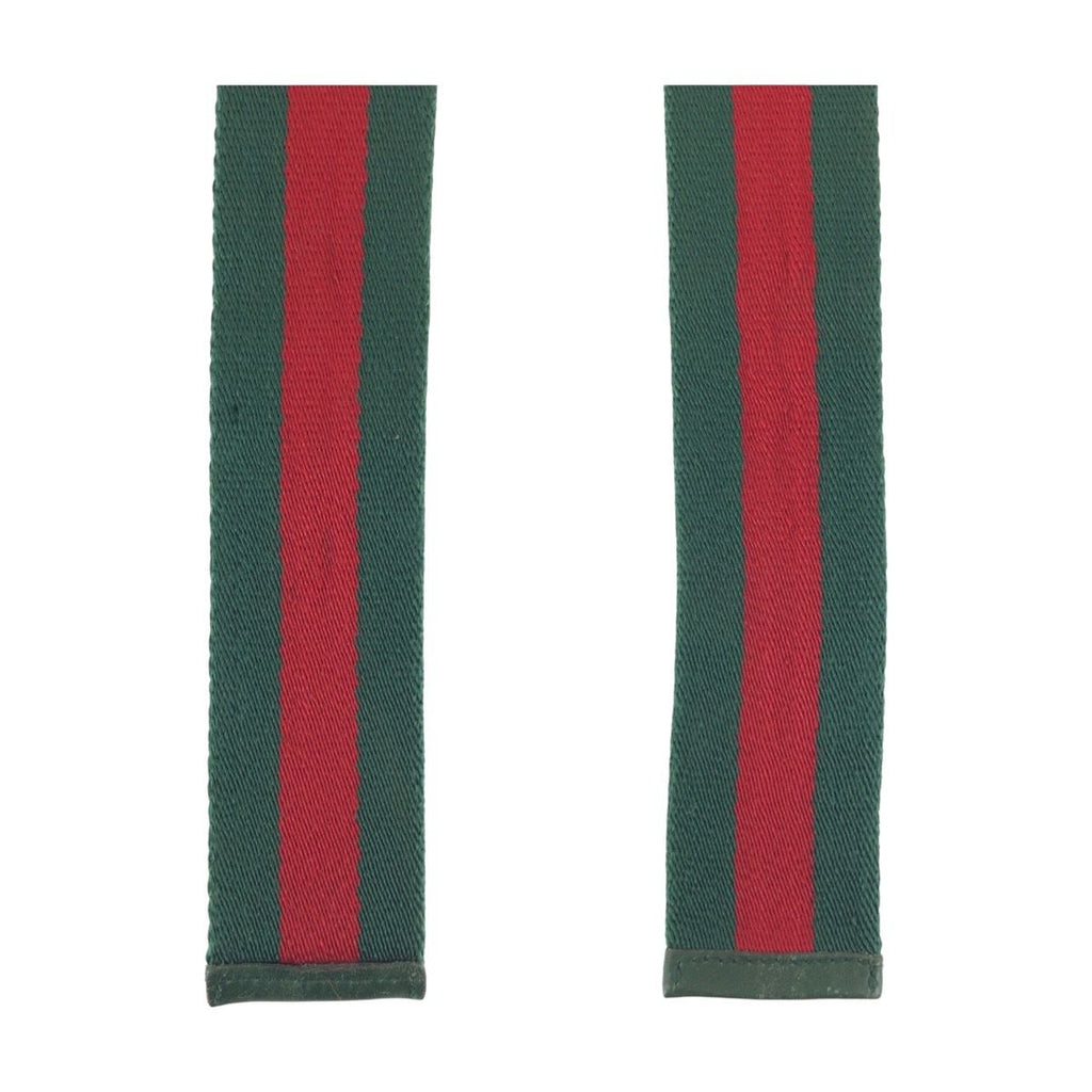 Gucci Sherry Line 85 Green Red Silver Cotton Leather Belt — view 7