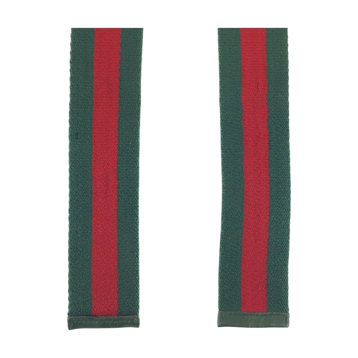 Gucci Sherry Line 85 Green Red Silver Cotton Leather Belt — view 7