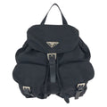 Prada Tessuto Black Silver Nylon Leather Backpack