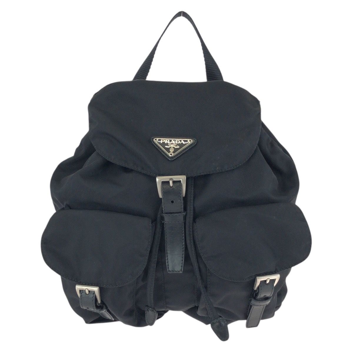 Prada Tessuto Black Silver Nylon Leather Backpack