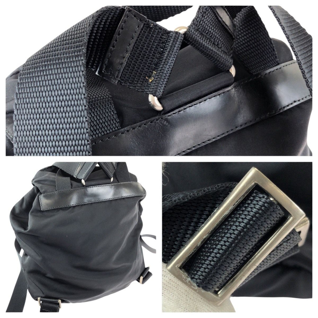 Prada Tessuto Black Silver Nylon Leather Backpack — view 6