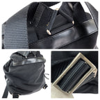 Prada Tessuto Black Silver Nylon Leather Backpack — view 6