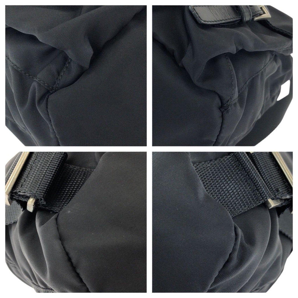 Prada Tessuto Black Silver Nylon Leather Backpack — view 3